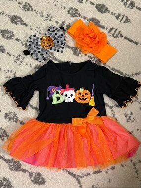 Goodlad Halloween Glittery Tutu Dress with Coordinating Headbands 12m